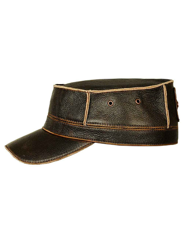Men's Military leather cap M-3 brown in Vintage Leder online store 3