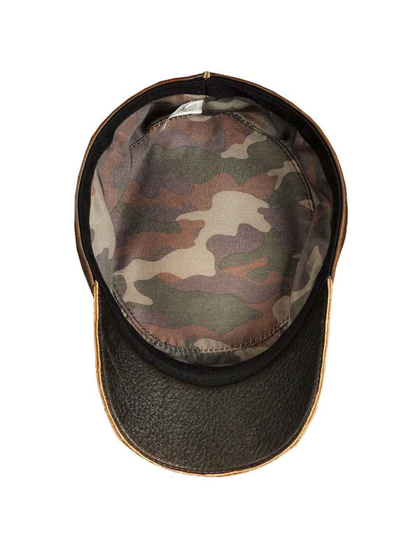 Men's Military leather cap M-3 brown in Vintage Leder online store 8