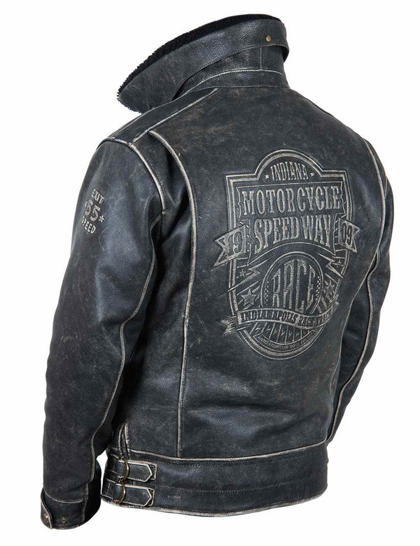 Highway Patrol Biker Leather Jacket embossed Art. 705