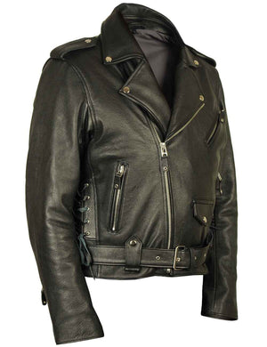 Men's Rock Biker Leather Jacket Art. 411 black in Vintage Leder online store 6