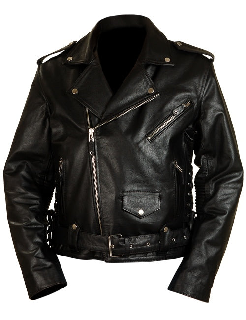Men's Rock Biker Leather Jacket Art. 411 black in Vintage Leder online store 5