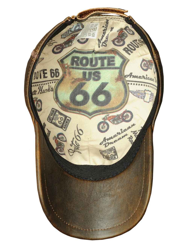 Men's Route 66 Baseball Leather Cap Art. 11 brown in Vintage Leder online store 6