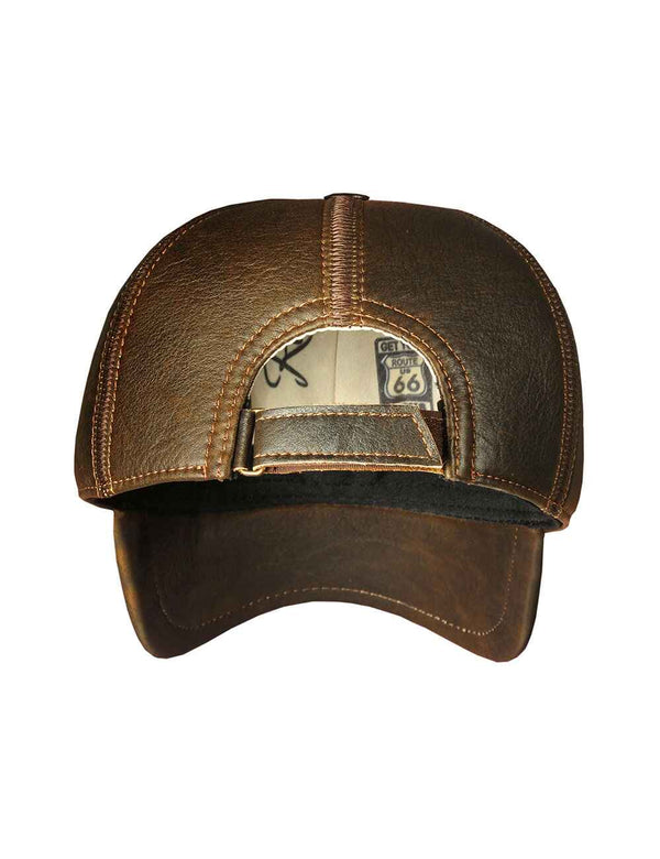 Men's Route 66 Baseball Leather Cap Art. 11 brown in Vintage Leder online store 5