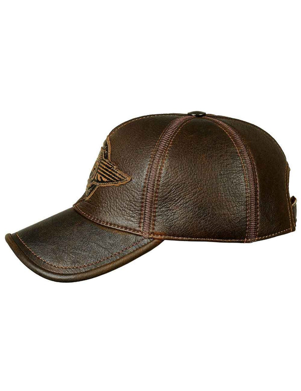 Men's Route 66 Baseball Leather Cap Art. 11 brown in Vintage Leder online store 3