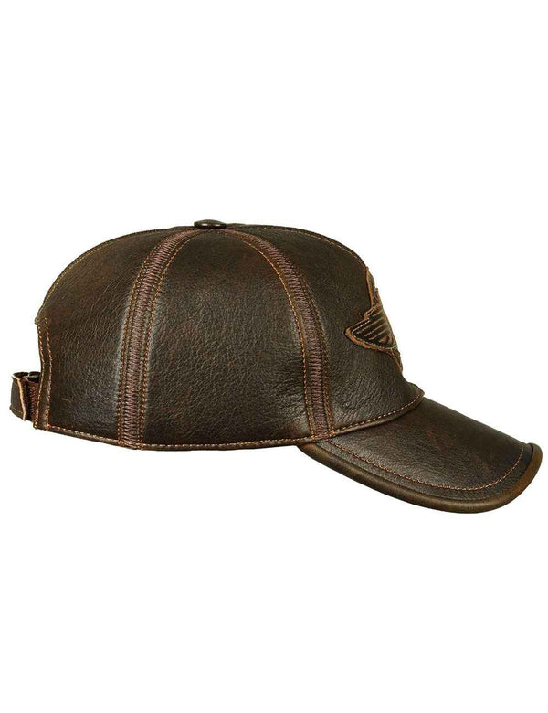 Men's Route 66 Baseball Leather Cap Art. 11 brown in Vintage Leder online store 2