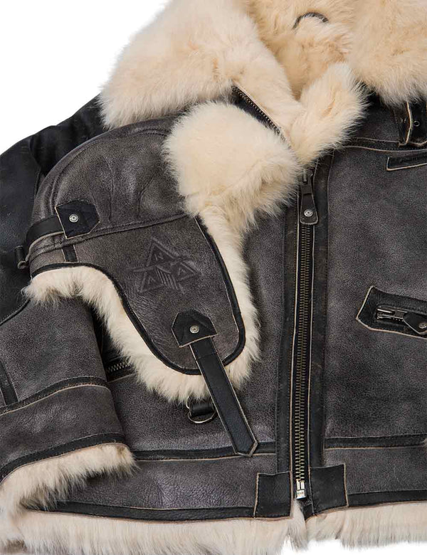 Mustang Tuscan Schaffell Wintermütze grau Art. 43