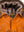 Men's orange leather jacket with sheepskin lined hood.