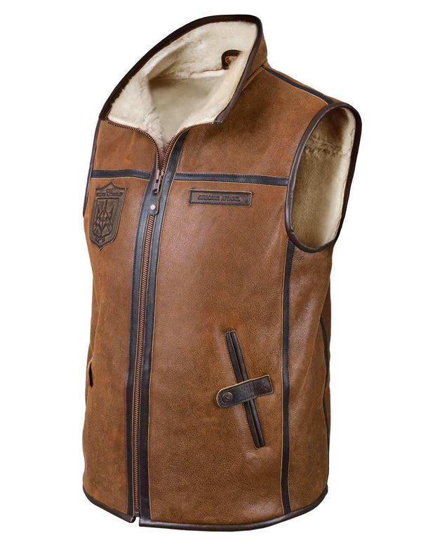 Men's light brown sheepskin vest.