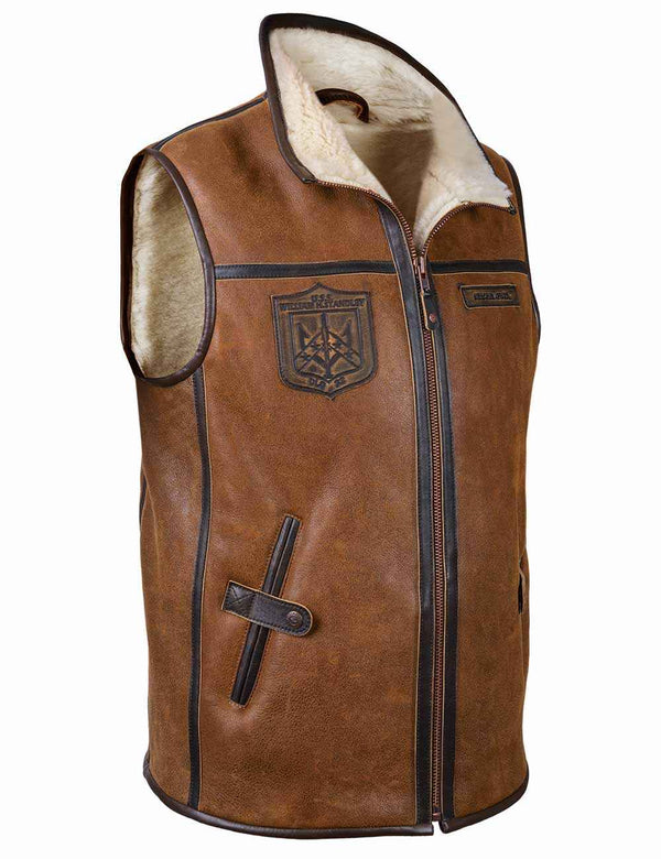 Men's light brown sheepskin vest.